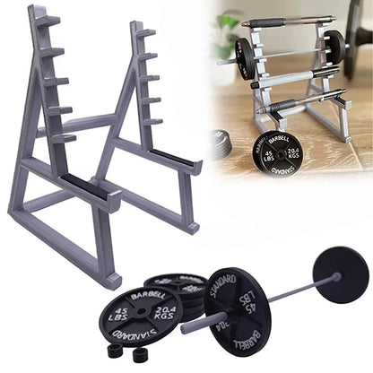 1Set Creative Funny Weightlifting Barbell Rack Pen Holder Mini Squat Rack Ornament With Barbells And Weights Gift Desk Organizer