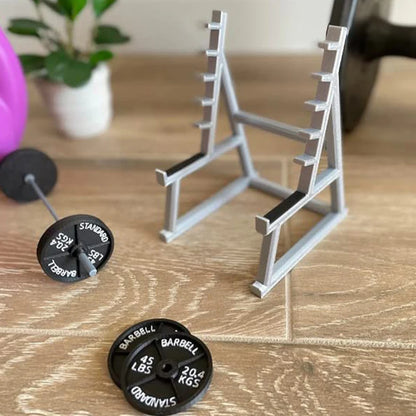 1Set Creative Funny Weightlifting Barbell Rack Pen Holder Mini Squat Rack Ornament With Barbells And Weights Gift Desk Organizer